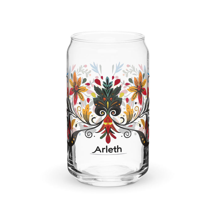 Arleth Exclusive Name Art Piece Can - Shaped Glass Home Office Work Mexican Spanish Pride Gift Cup One - Of - A - Kind Calligraphy Glass | A28 - Mexicada