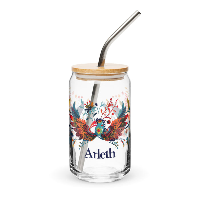 Arleth Exclusive Name Art Piece Can - Shaped Glass Home Office Work Mexican Spanish Pride Gift Cup One - Of - A - Kind Calligraphy Glass | A30 - Mexicada