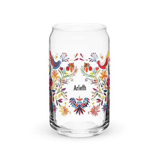 Arleth Exclusive Name Art Piece Can - Shaped Glass Home Office Work Mexican Spanish Pride Gift Cup One - Of - A - Kind Calligraphy Glass | A31 - Mexicada