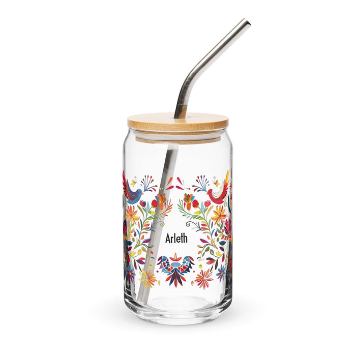 Arleth Exclusive Name Art Piece Can-Shaped Glass Home Office Work Mexican Spanish Pride Gift Cup One-Of-A-Kind Calligraphy Glass | A31 Mexicada 16 oz With Lid & Straw