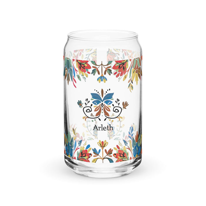 Arleth Exclusive Name Art Piece Can - Shaped Glass Home Office Work Mexican Spanish Pride Gift Cup One - Of - A - Kind Calligraphy Glass | A4 - Mexicada