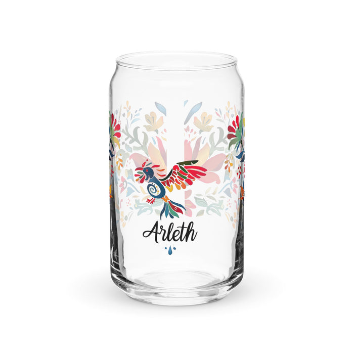 Arleth Exclusive Name Art Piece Can - Shaped Glass Home Office Work Mexican Spanish Pride Gift Cup One - Of - A - Kind Calligraphy Glass | A6 - Mexicada