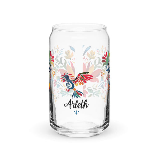 Arleth Exclusive Name Art Piece Can-Shaped Glass Home Office Work Mexican Spanish Pride Gift Cup One-Of-A-Kind Calligraphy Glass | A6 Mexicada 16 oz