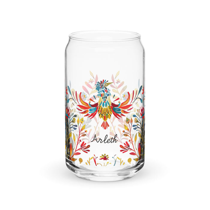 Arleth Exclusive Name Art Piece Can - Shaped Glass Home Office Work Mexican Spanish Pride Gift Cup One - Of - A - Kind Calligraphy Glass | A7 - Mexicada