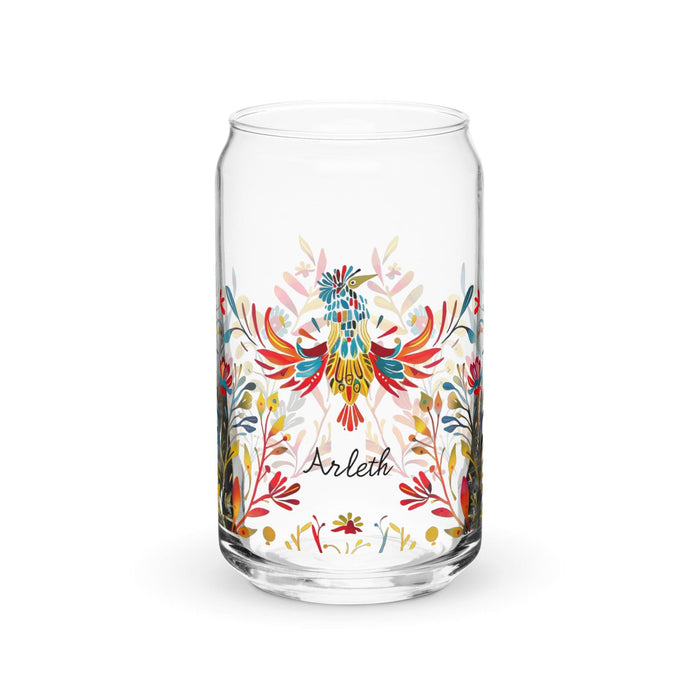 Arleth Exclusive Name Art Piece Can-Shaped Glass Home Office Work Mexican Spanish Pride Gift Cup One-Of-A-Kind Calligraphy Glass | A7 Mexicada 16 oz (No Lid No Straw)