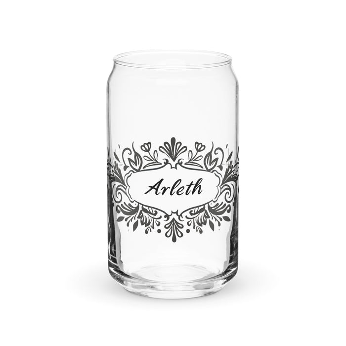 Arleth Exclusive Name Art Piece Can - Shaped Glass Home Office Work Mexican Spanish Pride Gift Cup One - Of - A - Kind Calligraphy Glass | A8 - Mexicada