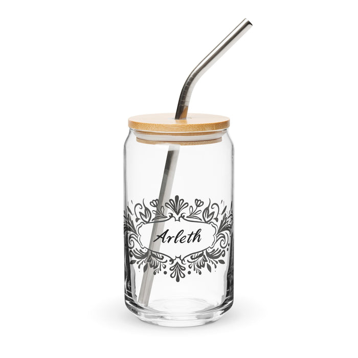 Arleth Exclusive Name Art Piece Can - Shaped Glass Home Office Work Mexican Spanish Pride Gift Cup One - Of - A - Kind Calligraphy Glass | A8 - Mexicada