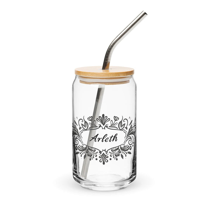 Arleth Exclusive Name Art Piece Can-Shaped Glass Home Office Work Mexican Spanish Pride Gift Cup One-Of-A-Kind Calligraphy Glass | A8 Mexicada 16 oz With Lid & Straw