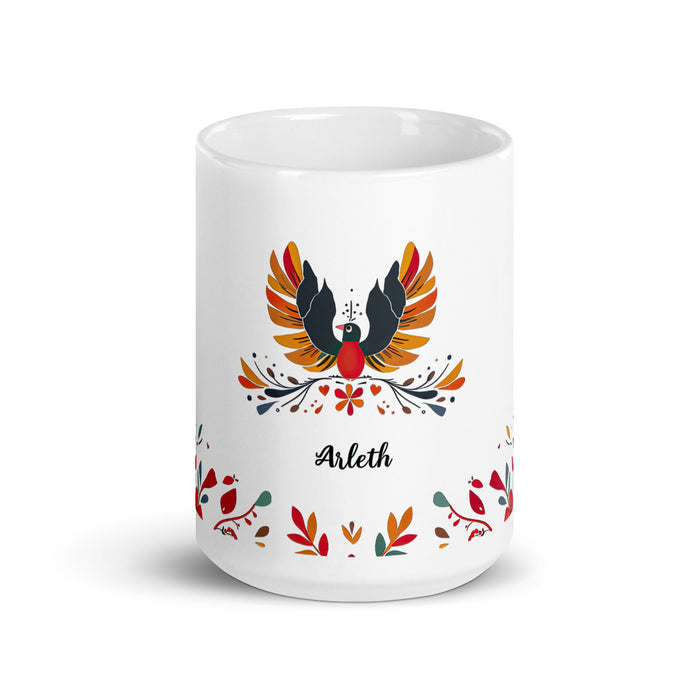 Arleth Exclusive Name Art Piece Home Office Work Coffee Mug Mexican Spanish Pride Gift Cup One - Of - A - Kind Calligraphy White Glossy Mug | A1 - Mexicada