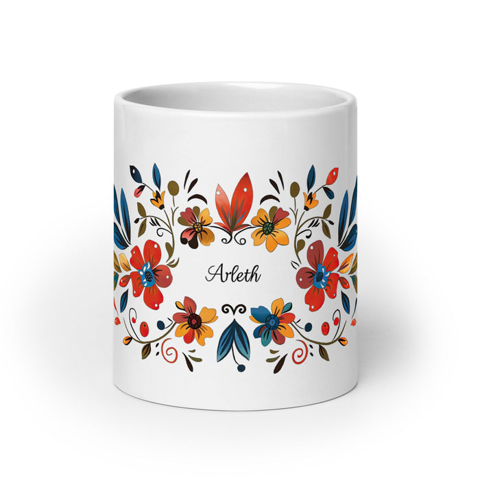 Arleth Exclusive Name Art Piece Home Office Work Coffee Mug Mexican Spanish Pride Gift Cup One - Of - A - Kind Calligraphy White Glossy Mug | A10 - Mexicada