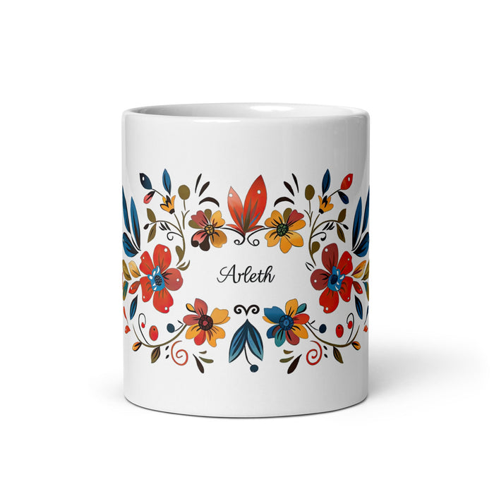 Arleth Exclusive Name Art Piece Home Office Work Coffee Mug Mexican Spanish Pride Gift Cup One - Of - A - Kind Calligraphy White Glossy Mug | A10 - Mexicada