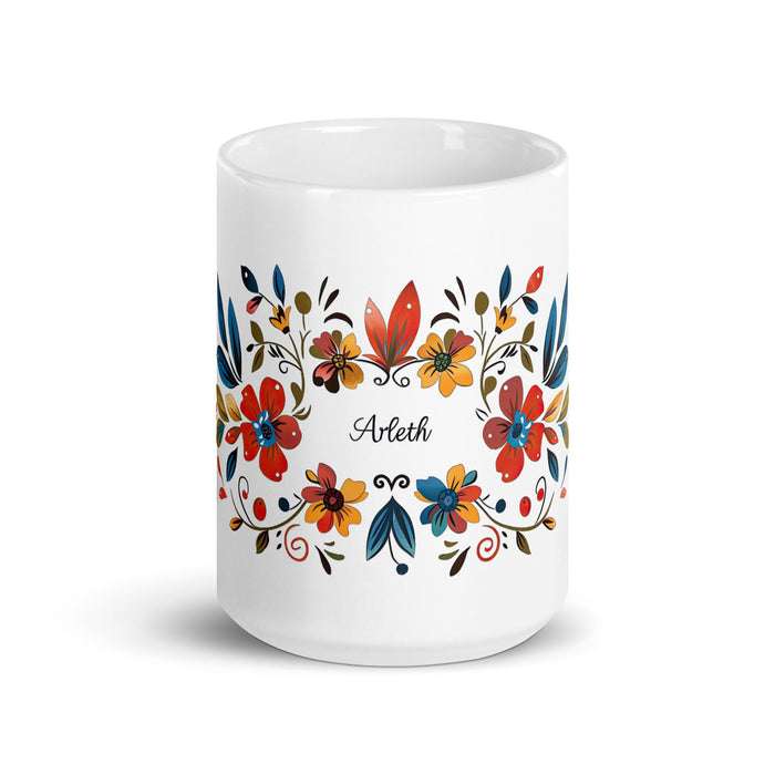 Arleth Exclusive Name Art Piece Home Office Work Coffee Mug Mexican Spanish Pride Gift Cup One - Of - A - Kind Calligraphy White Glossy Mug | A10 - Mexicada