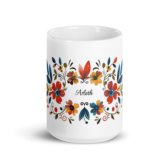 Arleth Exclusive Name Art Piece Home Office Work Coffee Mug Mexican Spanish Pride Gift Cup One-Of-A-Kind Calligraphy White Glossy Mug | A10 Mexicada