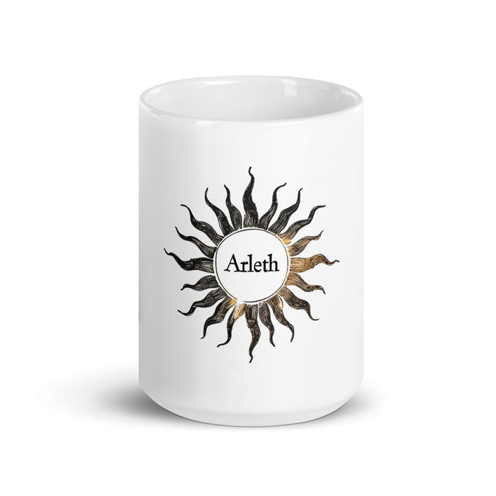 Arleth Exclusive Name Art Piece Home Office Work Coffee Mug Mexican Spanish Pride Gift Cup One - Of - A - Kind Calligraphy White Glossy Mug | A11 - Mexicada