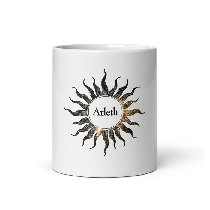 Arleth Exclusive Name Art Piece Home Office Work Coffee Mug Mexican Spanish Pride Gift Cup One - Of - A - Kind Calligraphy White Glossy Mug | A11 - Mexicada