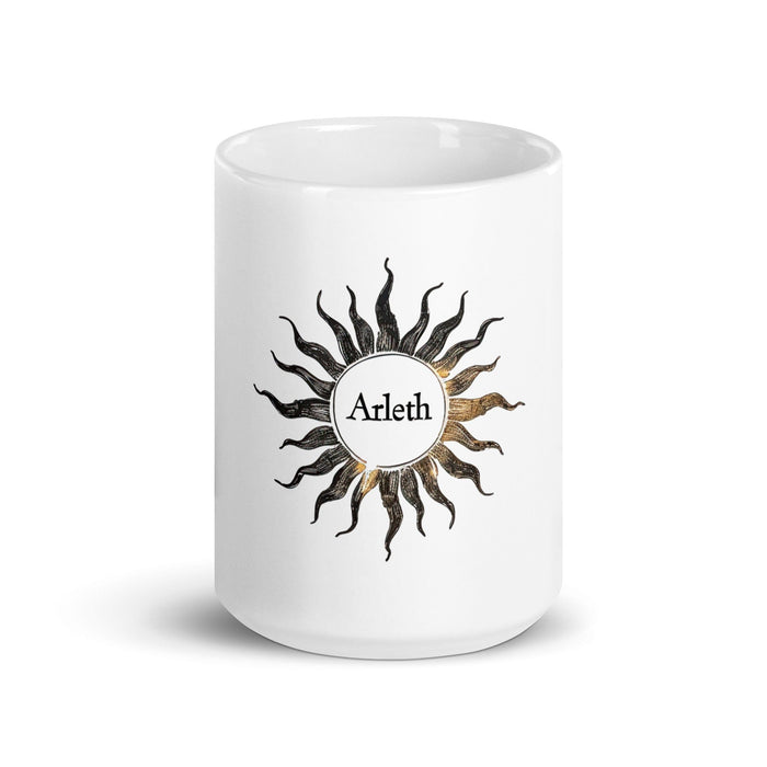 Arleth Exclusive Name Art Piece Home Office Work Coffee Mug Mexican Spanish Pride Gift Cup One-Of-A-Kind Calligraphy White Glossy Mug | A11 Mexicada