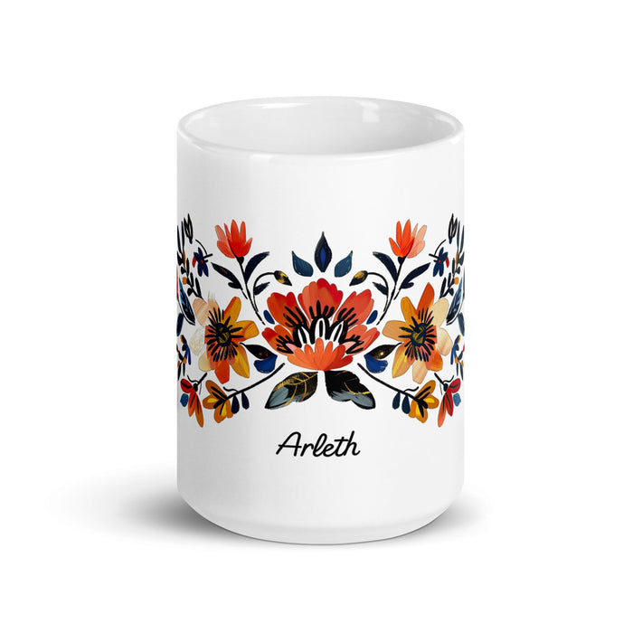 Arleth Exclusive Name Art Piece Home Office Work Coffee Mug Mexican Spanish Pride Gift Cup One - Of - A - Kind Calligraphy White Glossy Mug | A12 - Mexicada