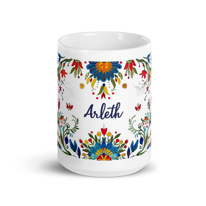 Arleth Exclusive Name Art Piece Home Office Work Coffee Mug Mexican Spanish Pride Gift Cup One - Of - A - Kind Calligraphy White Glossy Mug | A13 - Mexicada