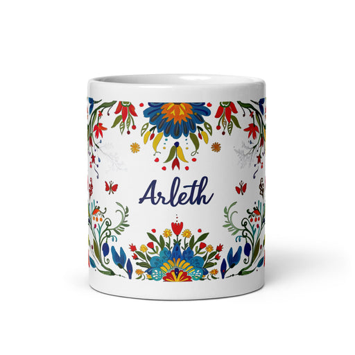 Arleth Exclusive Name Art Piece Home Office Work Coffee Mug Mexican Spanish Pride Gift Cup One - Of - A - Kind Calligraphy White Glossy Mug | A13 - Mexicada