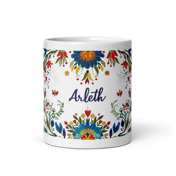 Arleth Exclusive Name Art Piece Home Office Work Coffee Mug Mexican Spanish Pride Gift Cup One-Of-A-Kind Calligraphy White Glossy Mug | A13 Mexicada