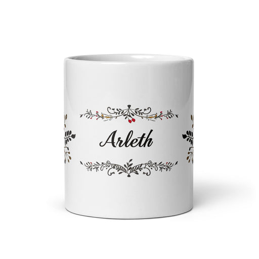 Arleth Exclusive Name Art Piece Home Office Work Coffee Mug Mexican Spanish Pride Gift Cup One - Of - A - Kind Calligraphy White Glossy Mug | A14 - Mexicada