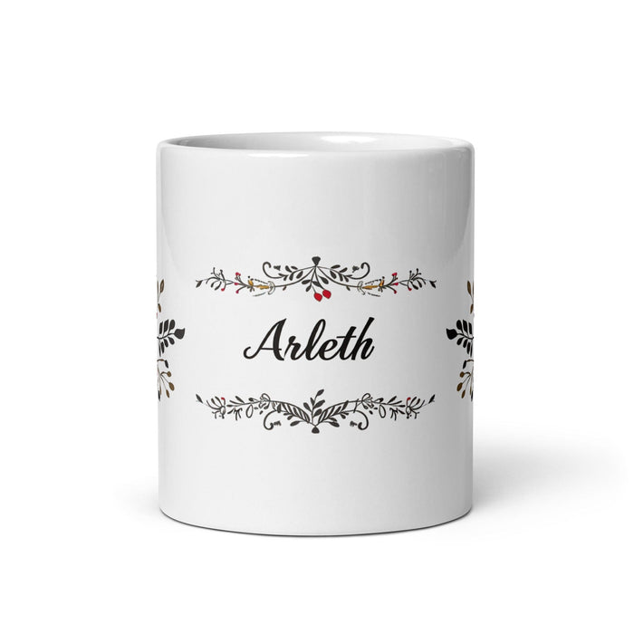 Arleth Exclusive Name Art Piece Home Office Work Coffee Mug Mexican Spanish Pride Gift Cup One-Of-A-Kind Calligraphy White Glossy Mug | A14 Mexicada