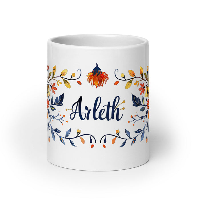 Arleth Exclusive Name Art Piece Home Office Work Coffee Mug Mexican Spanish Pride Gift Cup One - Of - A - Kind Calligraphy White Glossy Mug | A15 - Mexicada