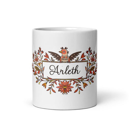 Arleth Exclusive Name Art Piece Home Office Work Coffee Mug Mexican Spanish Pride Gift Cup One - Of - A - Kind Calligraphy White Glossy Mug | A16 - Mexicada