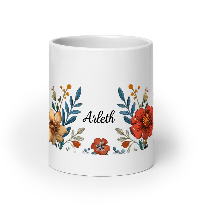 Arleth Exclusive Name Art Piece Home Office Work Coffee Mug Mexican Spanish Pride Gift Cup One - Of - A - Kind Calligraphy White Glossy Mug | A17 - Mexicada