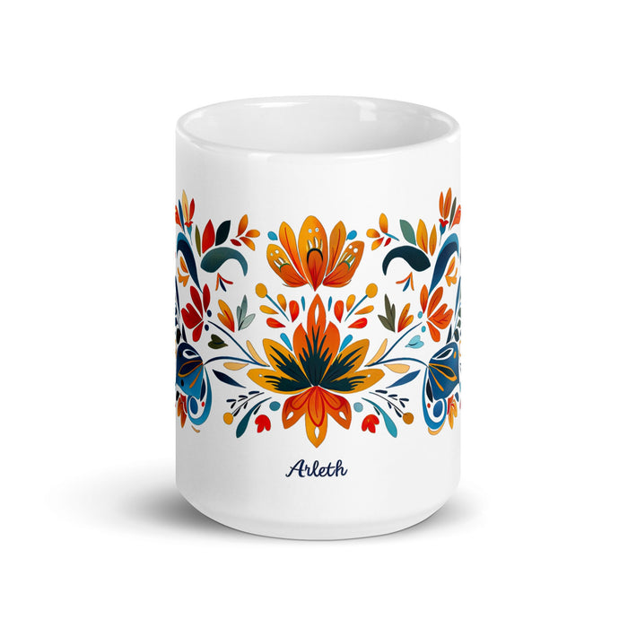 Arleth Exclusive Name Art Piece Home Office Work Coffee Mug Mexican Spanish Pride Gift Cup One - Of - A - Kind Calligraphy White Glossy Mug | A18 - Mexicada