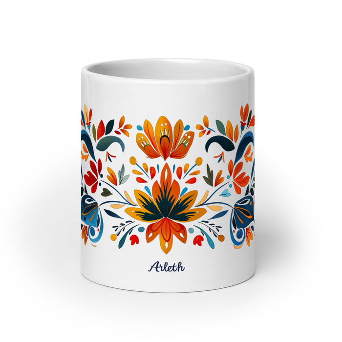 Arleth Exclusive Name Art Piece Home Office Work Coffee Mug Mexican Spanish Pride Gift Cup One - Of - A - Kind Calligraphy White Glossy Mug | A18 - Mexicada