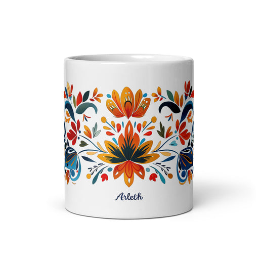 Arleth Exclusive Name Art Piece Home Office Work Coffee Mug Mexican Spanish Pride Gift Cup One - Of - A - Kind Calligraphy White Glossy Mug | A18 - Mexicada