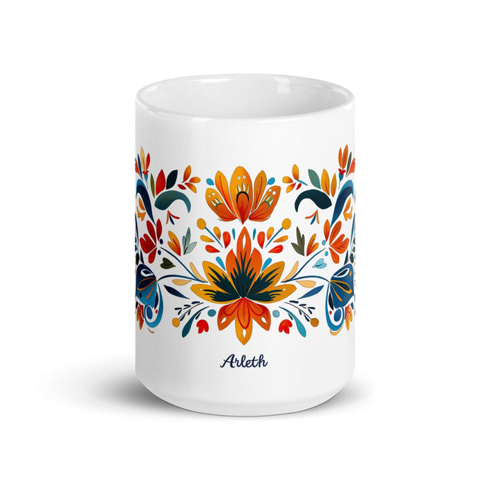 Arleth Exclusive Name Art Piece Home Office Work Coffee Mug Mexican Spanish Pride Gift Cup One-Of-A-Kind Calligraphy White Glossy Mug | A18 Mexicada