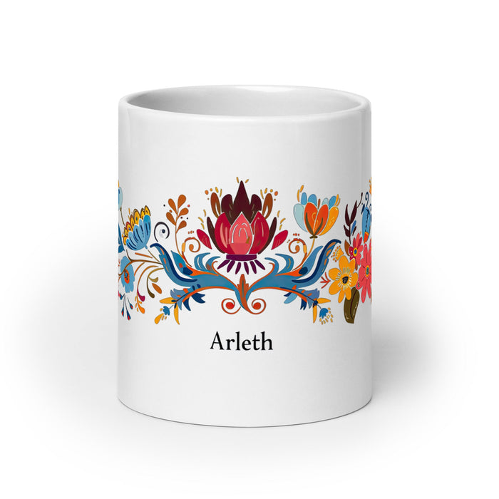 Arleth Exclusive Name Art Piece Home Office Work Coffee Mug Mexican Spanish Pride Gift Cup One - Of - A - Kind Calligraphy White Glossy Mug | A19 - Mexicada