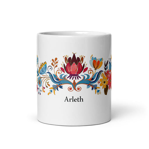 Arleth Exclusive Name Art Piece Home Office Work Coffee Mug Mexican Spanish Pride Gift Cup One - Of - A - Kind Calligraphy White Glossy Mug | A19 - Mexicada