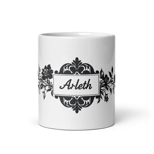 Arleth Exclusive Name Art Piece Home Office Work Coffee Mug Mexican Spanish Pride Gift Cup One - Of - A - Kind Calligraphy White Glossy Mug | A2 - Mexicada