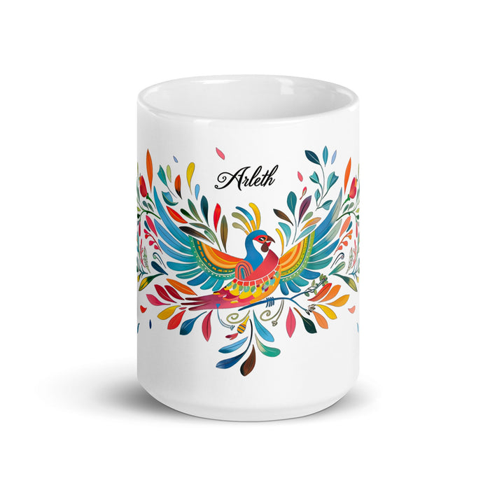 Arleth Exclusive Name Art Piece Home Office Work Coffee Mug Mexican Spanish Pride Gift Cup One - Of - A - Kind Calligraphy White Glossy Mug | A20 - Mexicada