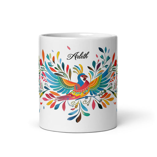 Arleth Exclusive Name Art Piece Home Office Work Coffee Mug Mexican Spanish Pride Gift Cup One - Of - A - Kind Calligraphy White Glossy Mug | A20 - Mexicada