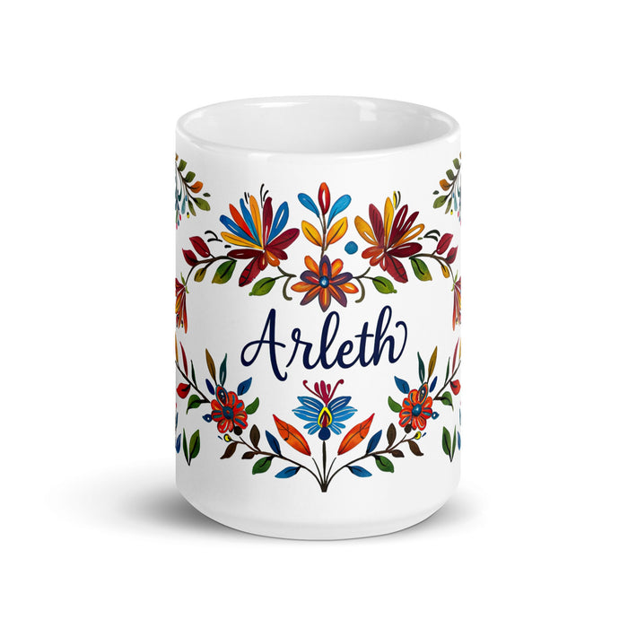 Arleth Exclusive Name Art Piece Home Office Work Coffee Mug Mexican Spanish Pride Gift Cup One - Of - A - Kind Calligraphy White Glossy Mug | A22 - Mexicada