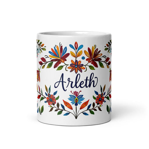 Arleth Exclusive Name Art Piece Home Office Work Coffee Mug Mexican Spanish Pride Gift Cup One - Of - A - Kind Calligraphy White Glossy Mug | A22 - Mexicada