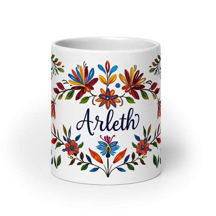 Arleth Exclusive Name Art Piece Home Office Work Coffee Mug Mexican Spanish Pride Gift Cup One - Of - A - Kind Calligraphy White Glossy Mug | A22 - Mexicada