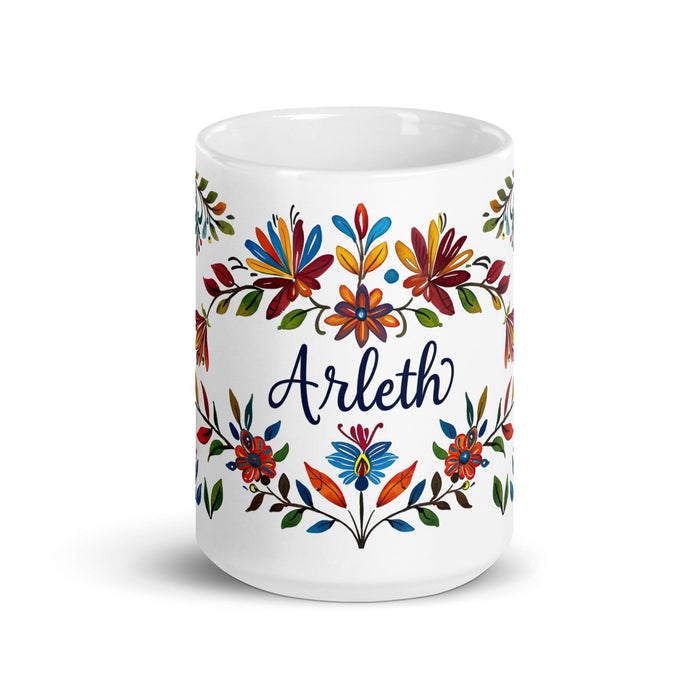 Arleth Exclusive Name Art Piece Home Office Work Coffee Mug Mexican Spanish Pride Gift Cup One-Of-A-Kind Calligraphy White Glossy Mug | A22 Mexicada