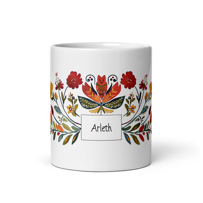 Arleth Exclusive Name Art Piece Home Office Work Coffee Mug Mexican Spanish Pride Gift Cup One - Of - A - Kind Calligraphy White Glossy Mug | A23 - Mexicada