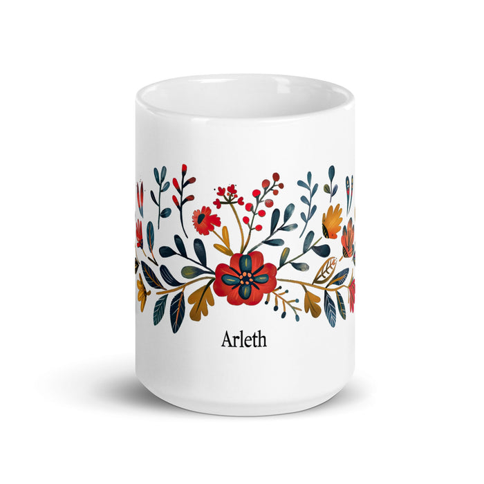 Arleth Exclusive Name Art Piece Home Office Work Coffee Mug Mexican Spanish Pride Gift Cup One - Of - A - Kind Calligraphy White Glossy Mug | A24 - Mexicada