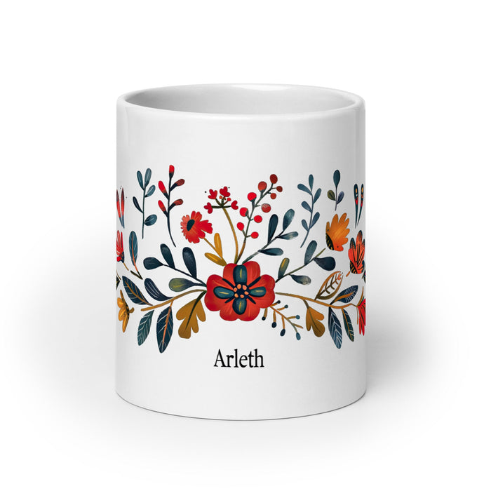 Arleth Exclusive Name Art Piece Home Office Work Coffee Mug Mexican Spanish Pride Gift Cup One - Of - A - Kind Calligraphy White Glossy Mug | A24 - Mexicada