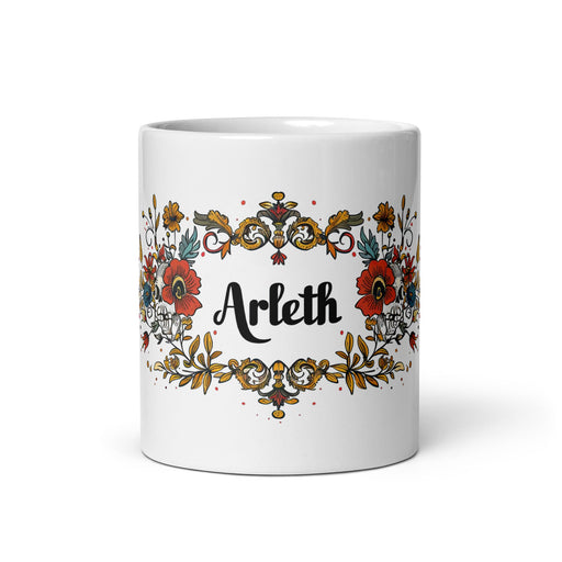 Arleth Exclusive Name Art Piece Home Office Work Coffee Mug Mexican Spanish Pride Gift Cup One - Of - A - Kind Calligraphy White Glossy Mug | A25 - Mexicada