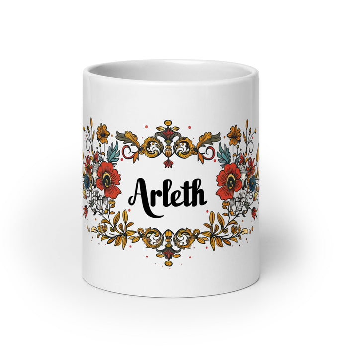 Arleth Exclusive Name Art Piece Home Office Work Coffee Mug Mexican Spanish Pride Gift Cup One - Of - A - Kind Calligraphy White Glossy Mug | A25 - Mexicada