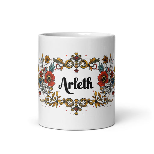 Arleth Exclusive Name Art Piece Home Office Work Coffee Mug Mexican Spanish Pride Gift Cup One-Of-A-Kind Calligraphy White Glossy Mug | A25 Mexicada