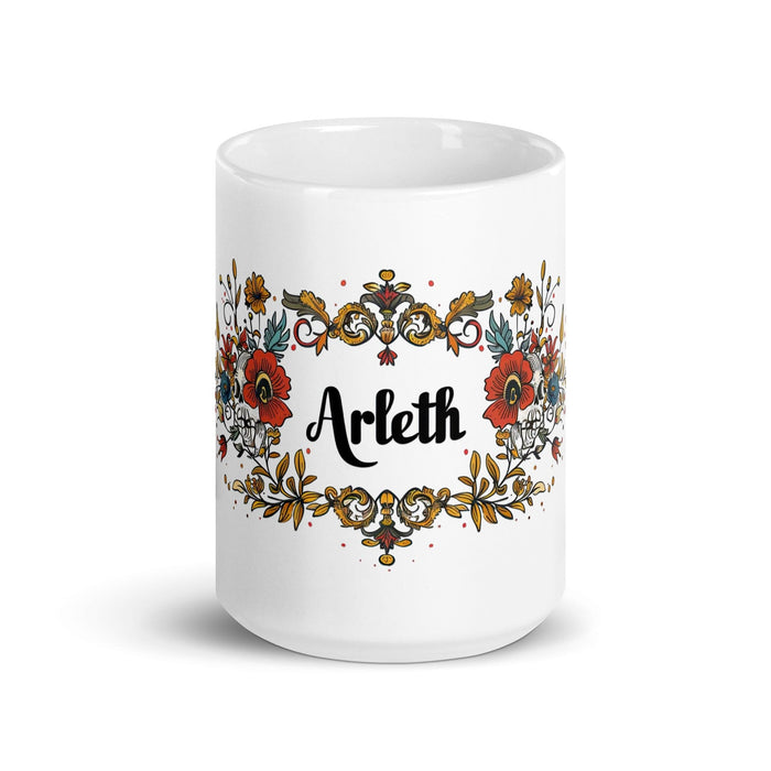 Arleth Exclusive Name Art Piece Home Office Work Coffee Mug Mexican Spanish Pride Gift Cup One-Of-A-Kind Calligraphy White Glossy Mug | A25 Mexicada