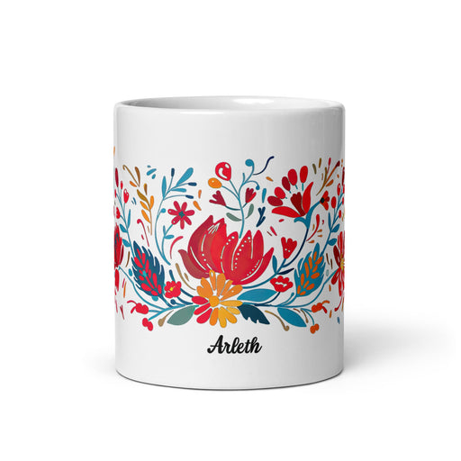 Arleth Exclusive Name Art Piece Home Office Work Coffee Mug Mexican Spanish Pride Gift Cup One - Of - A - Kind Calligraphy White Glossy Mug | A26 - Mexicada